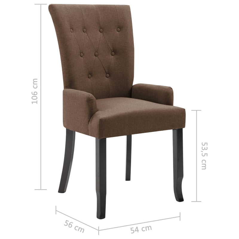 Dealsmate  Dining Chairs with Armrests 6 pcs Brown Fabric