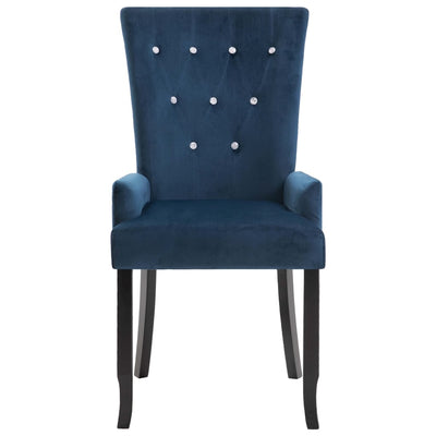 Dealsmate  Dining Chair with Armrests 2 pcs Dark Blue Velvet