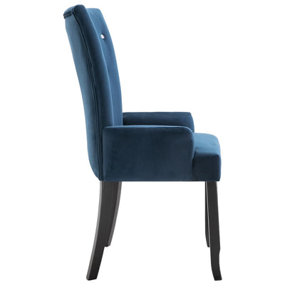 Dealsmate  Dining Chair with Armrests 2 pcs Dark Blue Velvet