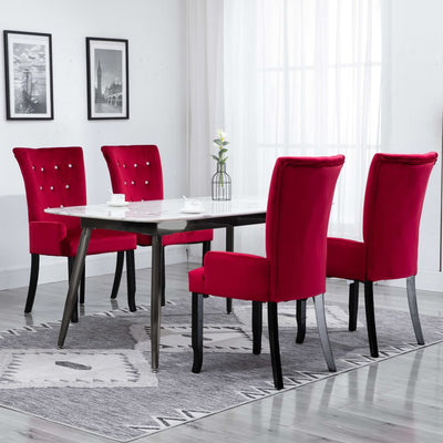 Dealsmate  Dining Chair with Armrests 4 pcs Red Velvet