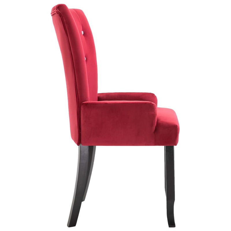 Dealsmate  Dining Chair with Armrests 6 pcs Red Velvet