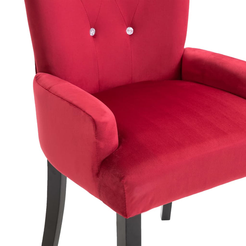 Dealsmate  Dining Chair with Armrests 6 pcs Red Velvet