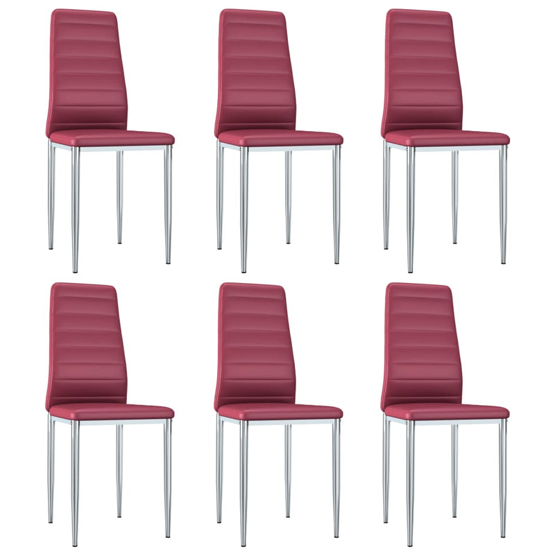 Dealsmate  Dining Chairs 6 pcs Red Faux Leather