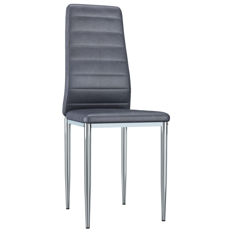 Dealsmate  Dining Chairs 4 pcs Grey Faux Suede Leather