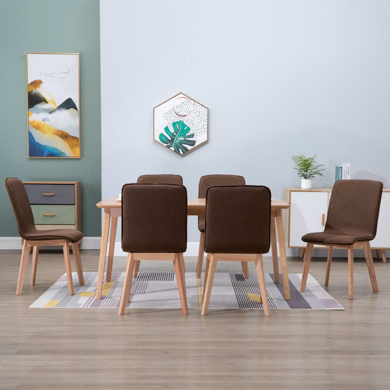 Dealsmate  Dining Chairs 6 pcs Brown Fabric
