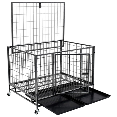 Dealsmate  Heavy Duty Dog Cage with Wheels Steel 98x72x77 cm