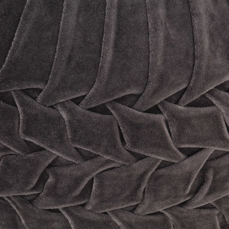 Dealsmate  Pouffe Cotton Velvet Smock Design 40x30 cm Anthracite
