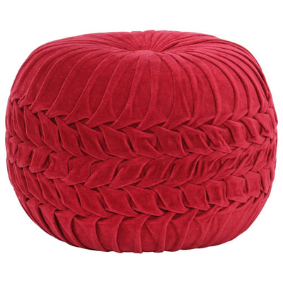 Dealsmate  Pouffe Cotton Velvet Smock Design 40x30 cm Red