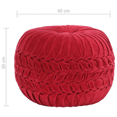 Dealsmate  Pouffe Cotton Velvet Smock Design 40x30 cm Red