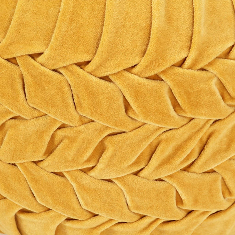Dealsmate  Pouffe Cotton Velvet Smock Design 40x30 cm Yellow