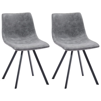 Dealsmate  Dining Chairs 2 pcs Grey Faux Leather