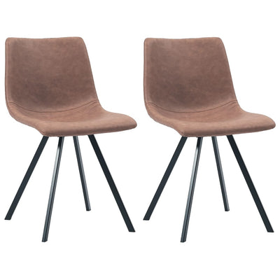 Dealsmate  Dining Chairs 2 pcs Medium Brown Faux Leather