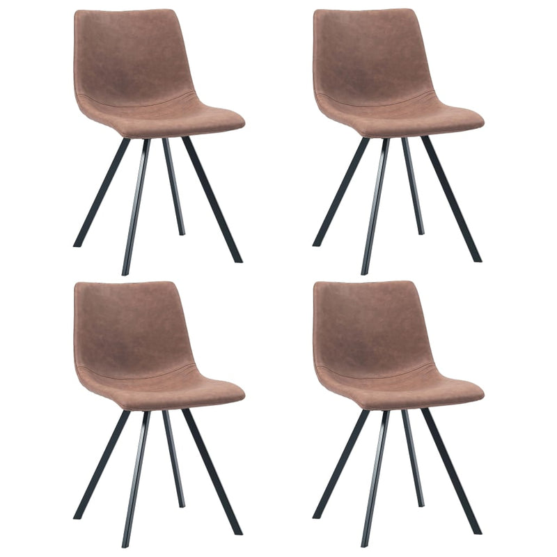Dealsmate  Dining Chairs 4 pcs Medium Brown Faux Leather