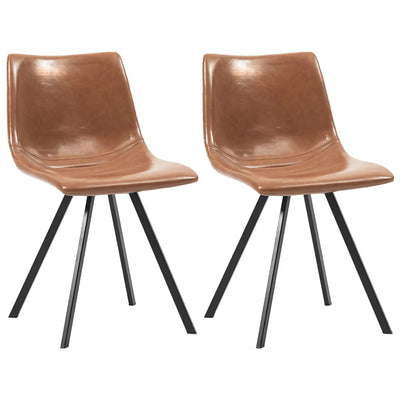 Dealsmate  Dining Chairs 2 pcs Cognac Faux Leather