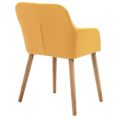 Dealsmate  Dining Chairs 6 pcs Yellow Fabric and Solid Oak Wood