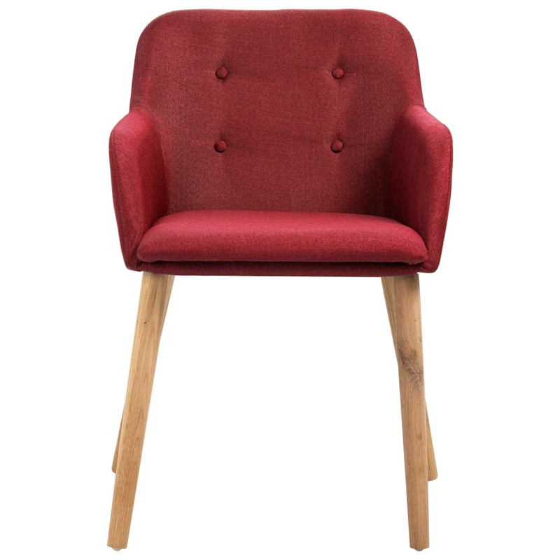 Dealsmate  Dining Chairs 4 pcs Wine Red Fabric and Solid Oak Wood