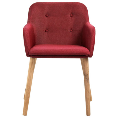 Dealsmate  Dining Chairs 6 pcs Wine Red Fabric and Solid Oak Wood