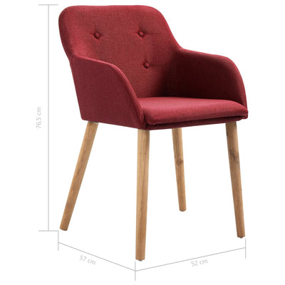 Dealsmate  Dining Chairs 6 pcs Wine Red Fabric and Solid Oak Wood