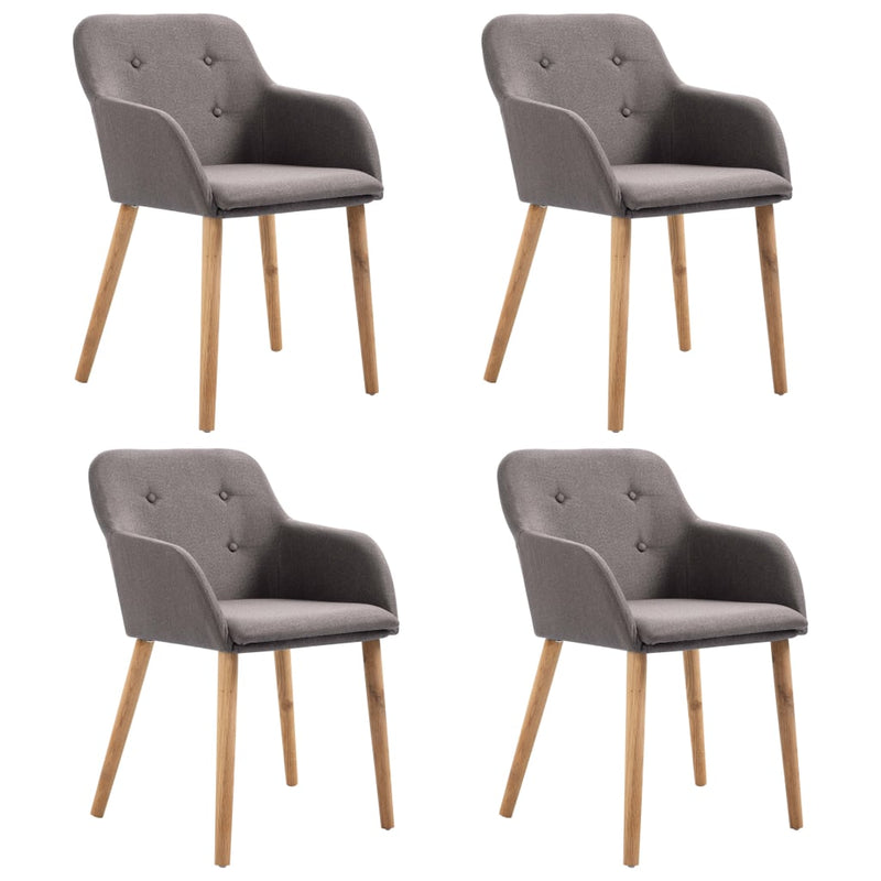Dealsmate  Dining Chairs 4 pcs Taupe Fabric and Solid Oak Wood