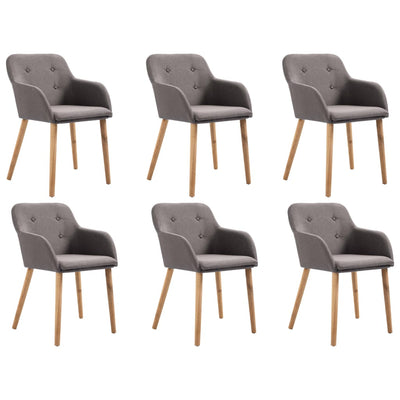 Dealsmate  Dining Chairs 6 pcs Taupe Fabric and Solid Oak Wood