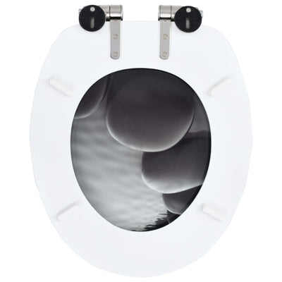 Dealsmate  WC Toilet Seats 2 pcs with Soft Close Lids MDF Stones Design
