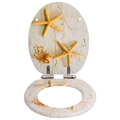 Dealsmate  WC Toilet Seats 2 pcs with Soft Close Lids MDF Starfish Design