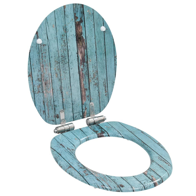 Dealsmate  WC Toilet Seats 2 pcs with Soft Close Lids MDF Old Wood Design