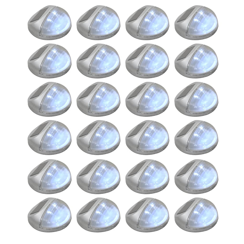 Dealsmate  Outdoor Solar Wall Lamps LED 24 pcs Round Silver
