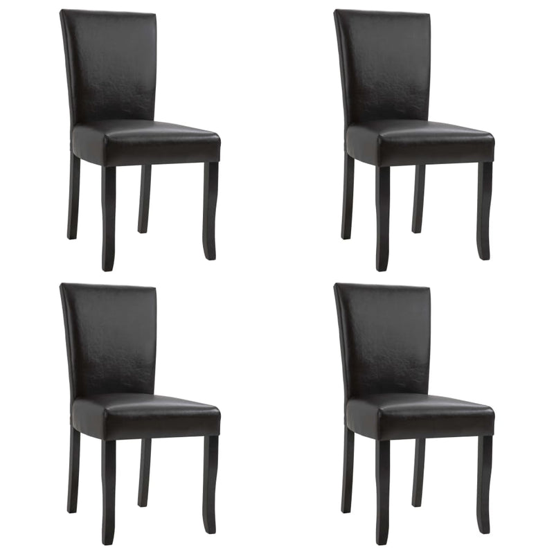 Dealsmate  Dining Chairs 4 pcs Dark Brown Faux Leather
