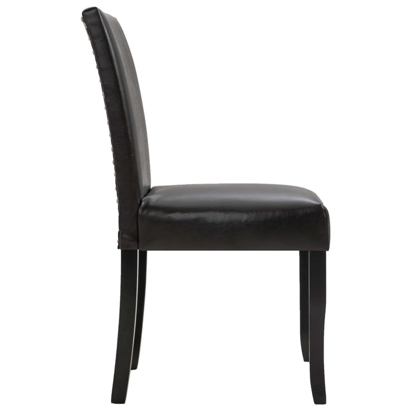 Dealsmate  Dining Chairs 4 pcs Dark Brown Faux Leather