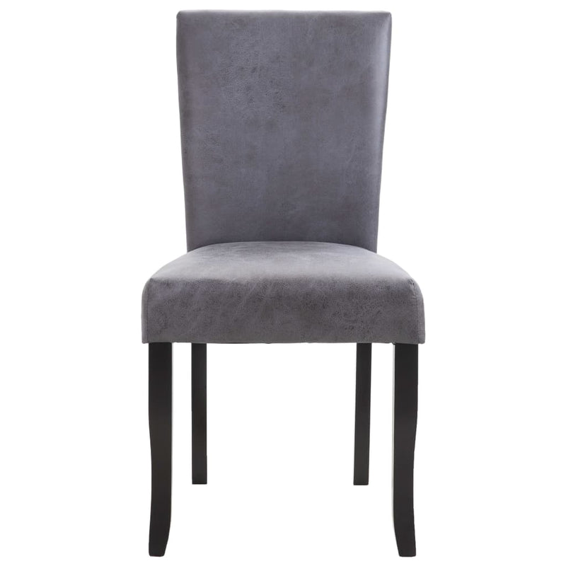 Dealsmate  Dining Chairs 4 pcs Grey Faux Suede Leather