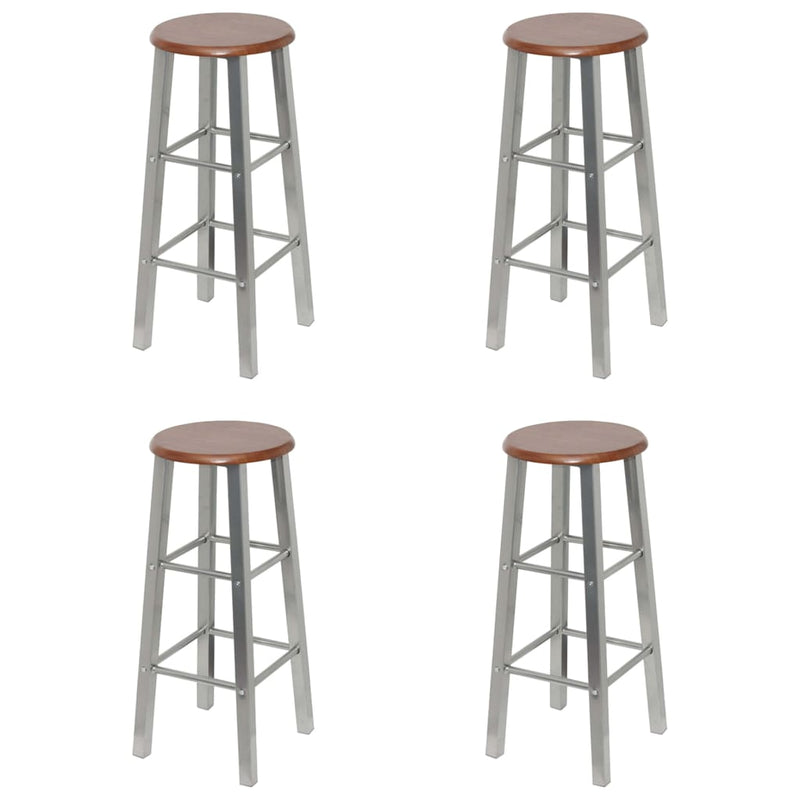 Dealsmate  Bar Stools 4 pcs Silver and Brown MDF