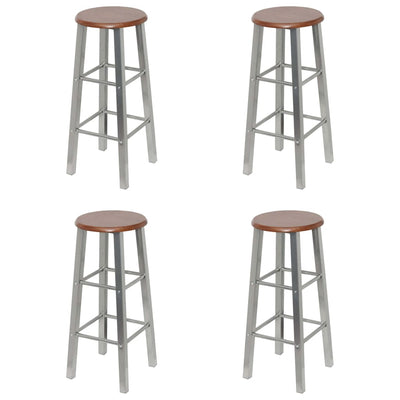 Dealsmate  Bar Stools 4 pcs Silver and Brown MDF