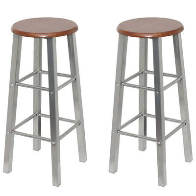 Dealsmate  Bar Stools 4 pcs Silver and Brown MDF