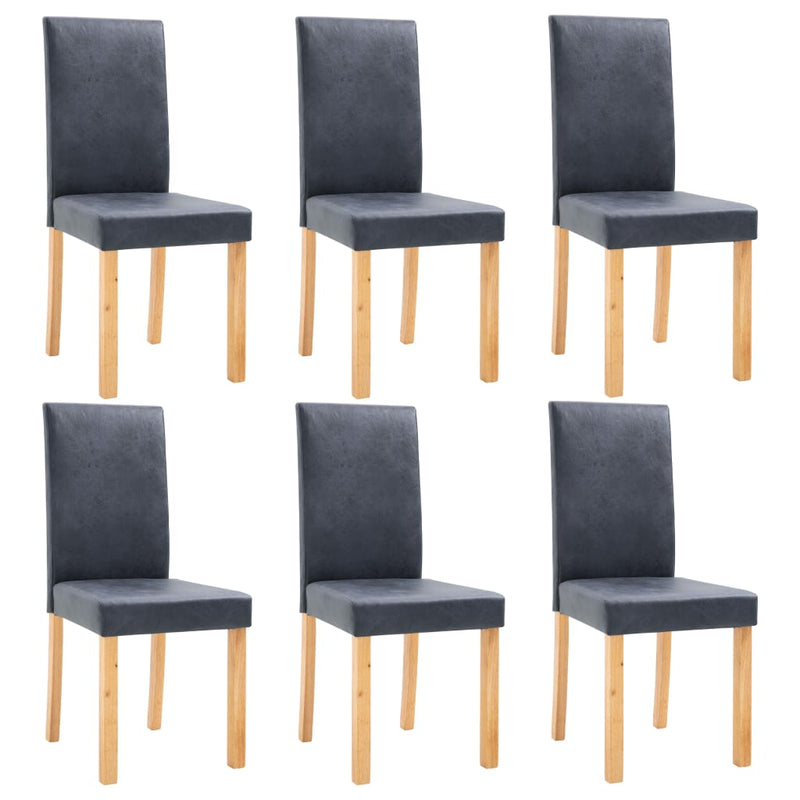 Dealsmate  Dining Chairs 6 pcs Grey Faux Suede Leather