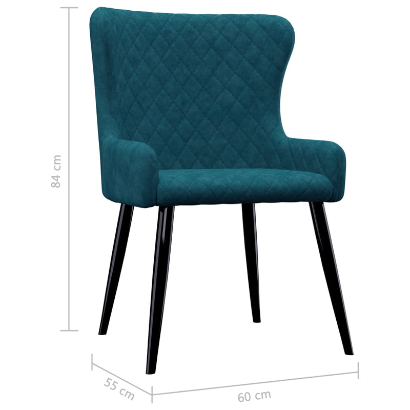 Dealsmate  Dining Chairs 2 pcs Blue Velvet