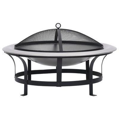 Dealsmate  Outdoor Fire Pit with Grill Stainless Steel 76 cm