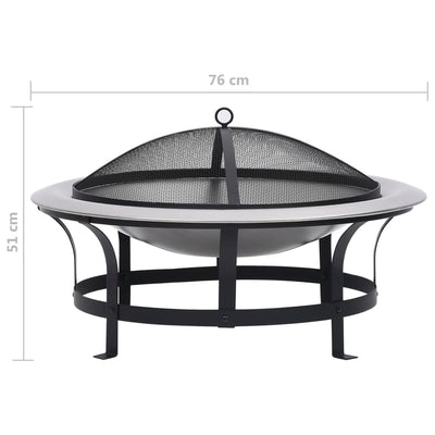 Dealsmate  Outdoor Fire Pit with Grill Stainless Steel 76 cm