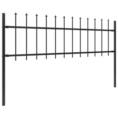 Dealsmate  Garden Fence with Spear Top Steel 10.2 m Black