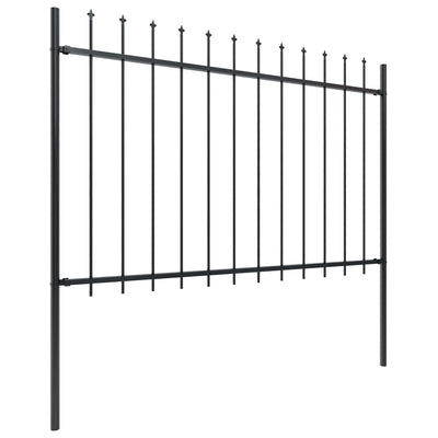 Dealsmate  Garden Fence with Spear Top Steel 11.9 m Black