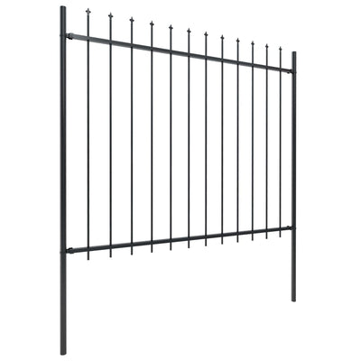 Dealsmate  Garden Fence with Spear Top Steel 13.6 m Black