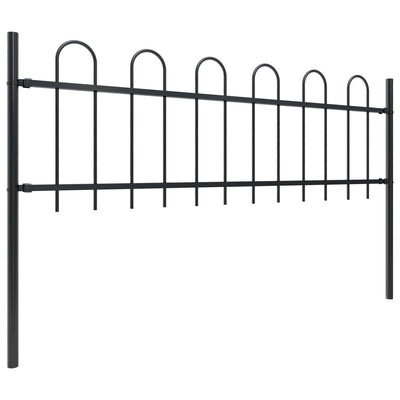 Dealsmate  Garden Fence with Hoop Top Steel 10.2 m Black