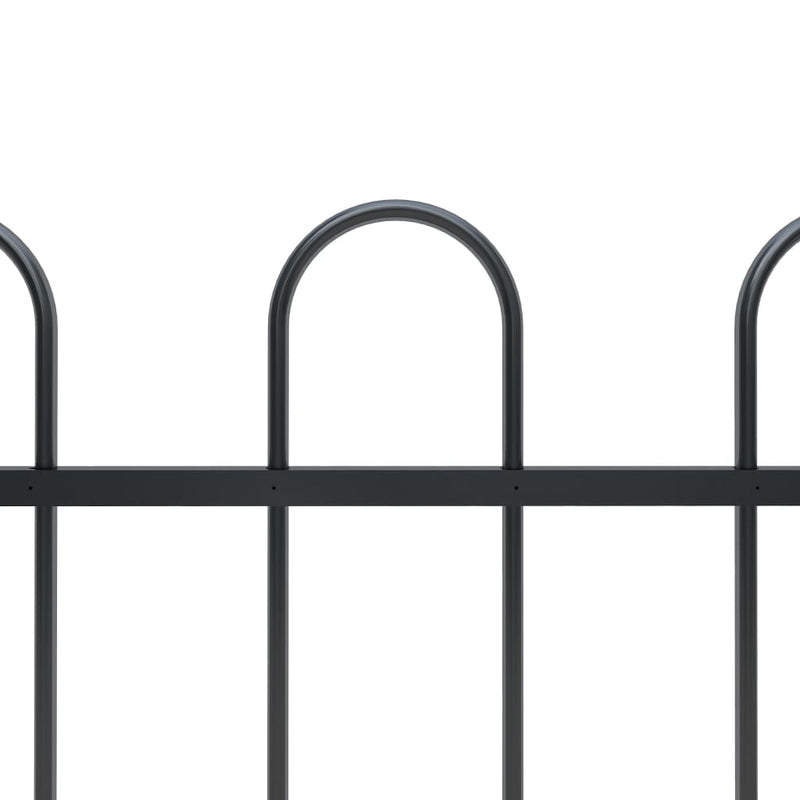 Dealsmate  Garden Fence with Hoop Top Steel 13.6 m Black