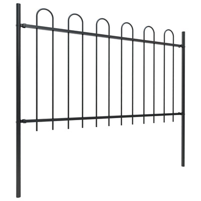 Dealsmate  Garden Fence with Hoop Top Steel 8.5 m Black