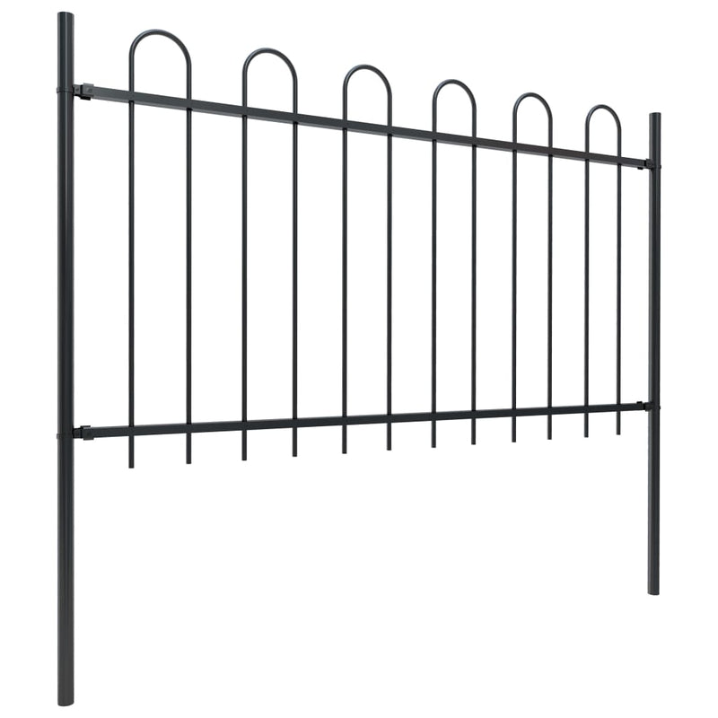 Dealsmate  Garden Fence with Hoop Top Steel 15.3 m Black