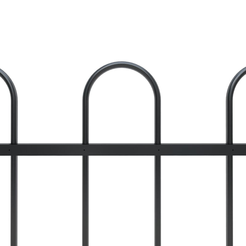 Dealsmate  Garden Fence with Hoop Top Steel 15.3 m Black