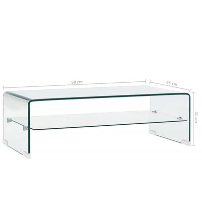 Dealsmate  Coffee Table Clear 98x45x31 cm Tempered Glass