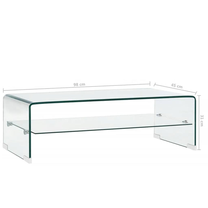 Dealsmate  Coffee Table Clear 98x45x31 cm Tempered Glass