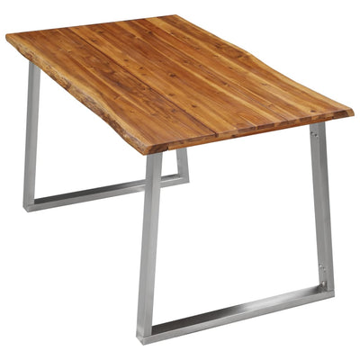 Dealsmate  3 Piece Dining Set Solid Acacia Wood Brown