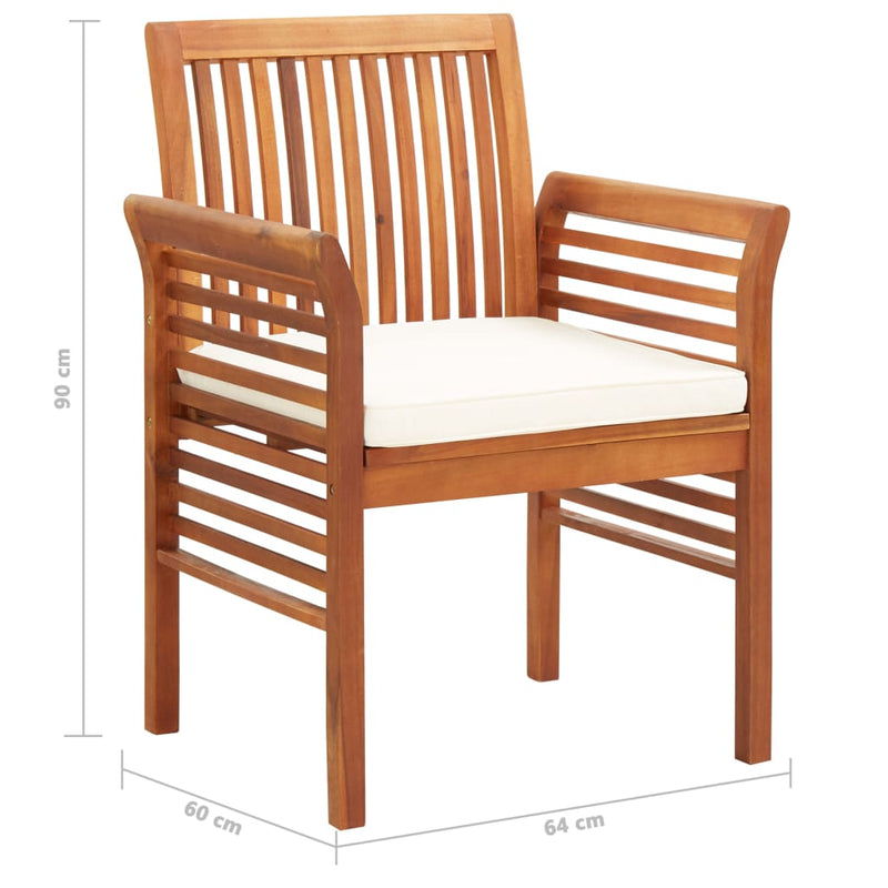Dealsmate  Garden Dining Chairs with Cushions 3 pcs Solid Acacia Wood
